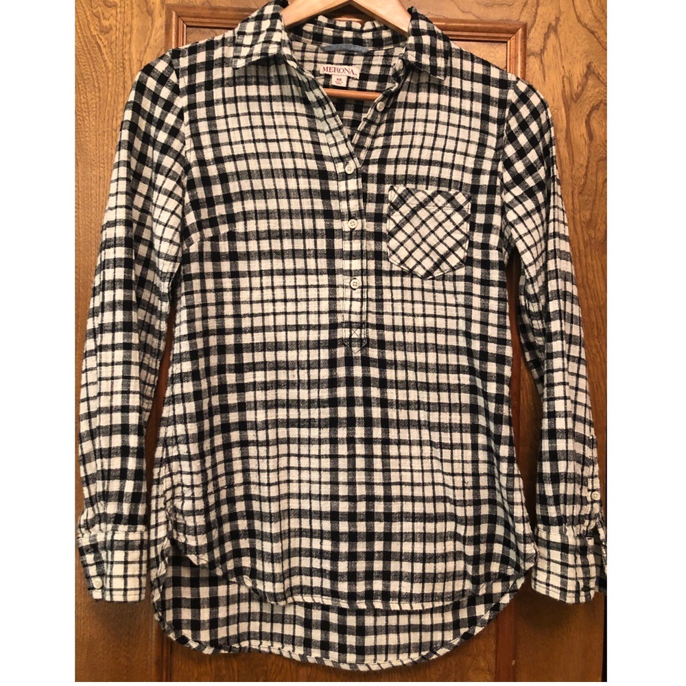 Merona Plaid Long Sleeve Henley